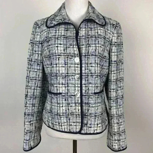 Ellen Tracy blazer sz 8 P nubby woven with pockets
